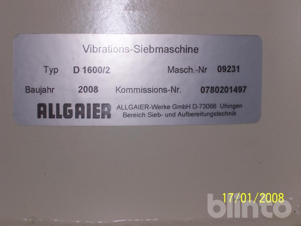 Vibrationssiebmaschine 2008 ALLGAIER VIBRALL D1600/2